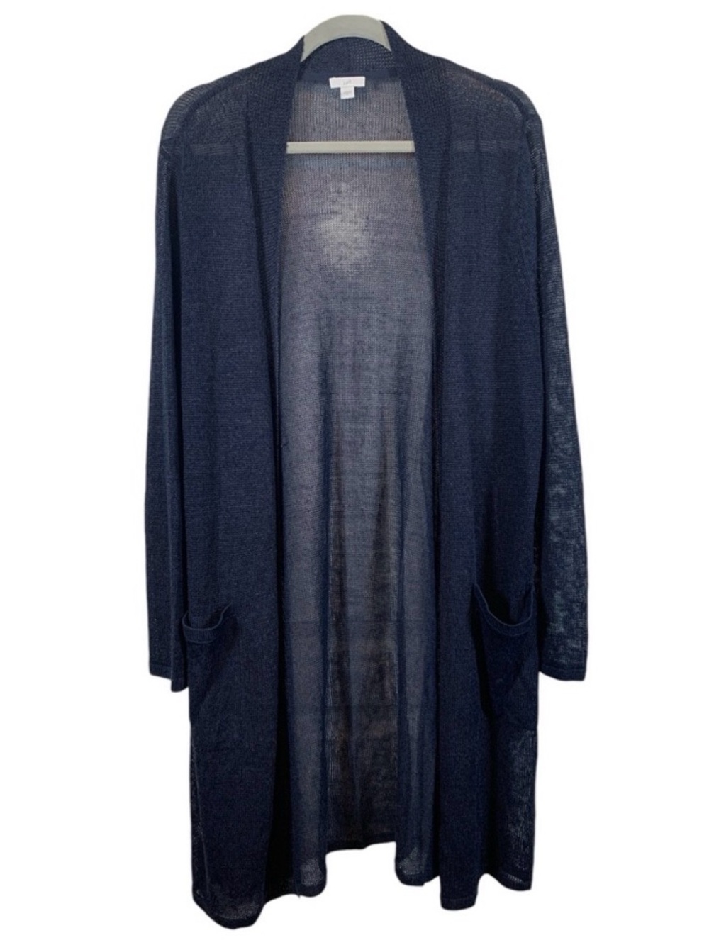 J. Jill navy light weight linen knit long line cardigan sweater NWT